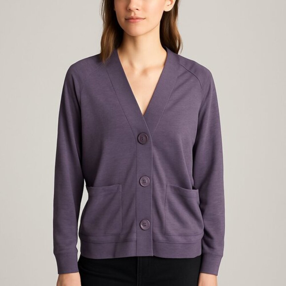 Universal Standard V-Neck‎ Cardigan Navy Lightweight Pima Cotton Women's Size 0